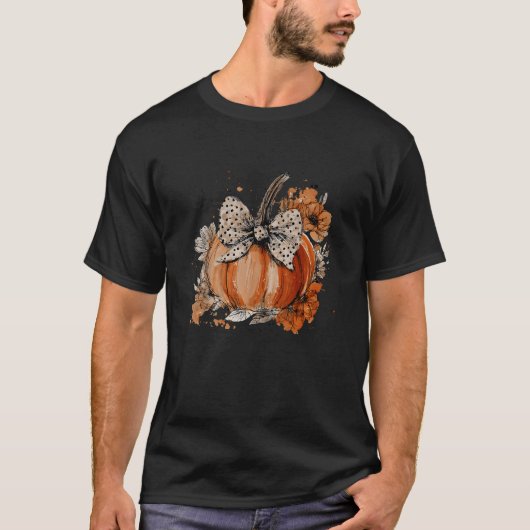 カボチャ フラワー 秋 秋の季節 野花 Tシャツ (正面)