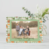 カボチャ・プレイド感謝祭の写真ホリデーカード シーズンカード (スタンド正面)