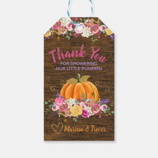 カボチャ，ベビーショワーありがとうラベル,メッセージカード, ギフトタグ (正面)