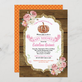 カボチャ·ベビー素朴·ガール·シャワーの招待材 招待状