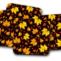 カボチャ・ベリー|秋のコルク・ドリンク・コースター