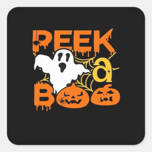 カボチャ・ペカボーとのハロウィーン スクエアシール (正面)