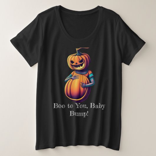 カボチャ・ママ・トゥ・ビー・ハロウィン妊婦の プラスサイズTシャツ (デザイン正面)