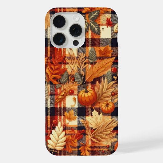 カボチャ メープルリーフ オートムンプレイド iPhoneケース (裏面)