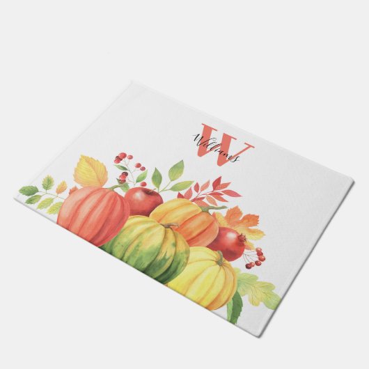 カボチャ・モノグラム名 ドアマット (アングル)