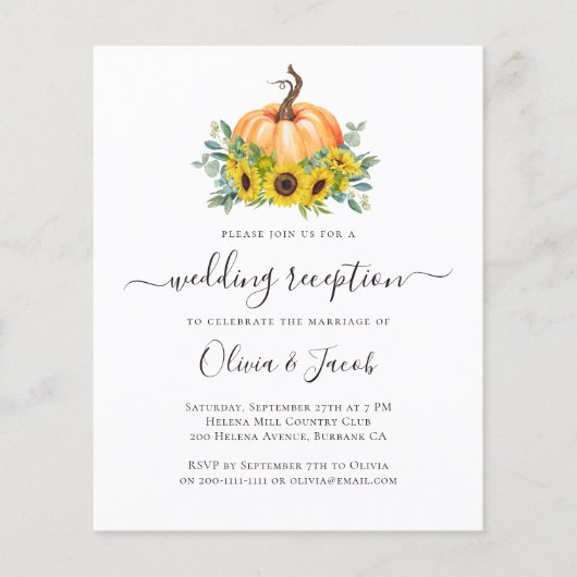 カボチャ・ユーカリ・ウェディングレセプション招待状 (正面)