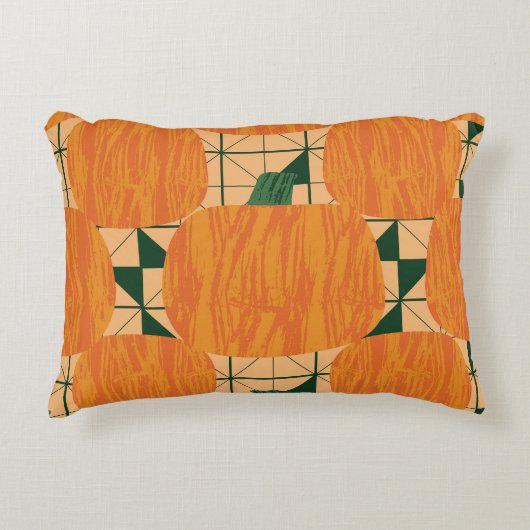 カボチャ：レトロ幾何三角形。 アクセントクッション (正面)