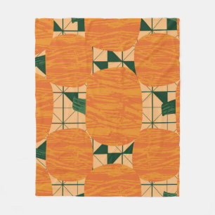 カボチャ：レトロ幾何三角形。 フリースブランケット