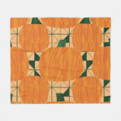 カボチャ：レトロ幾何三角形。 フリースブランケット (正面(横))