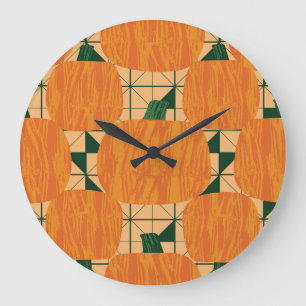 カボチャ：レトロ幾何三角形。 ラージ壁時計