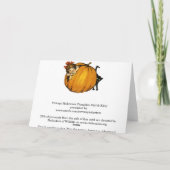 カボチャ、女の子及び黒猫のヴィンテージのハロウィンカード カード (裏面)