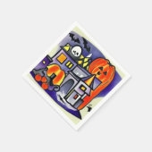 カボチャ、幽霊、ハロウィンのコウモリ スタンダードカクテルナプキン (角)