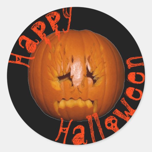 カボチャ、悲しい炎 ラウンドシール (正面)