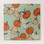 カボチャ:感謝継ぎ目のシームレスパターン。 ジグソーパズル (横)