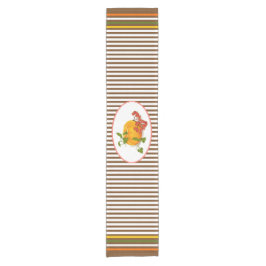 カボチャ、果実と秋ストライプ感謝祭 ショートテーブルランナー