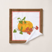 カボチャ、果実と秋ストライプ感謝祭 バスタオルセット (ウォッシュタオル)