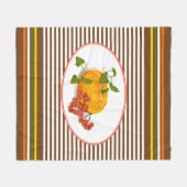 カボチャ、果実と秋ストライプ感謝祭 フリースブランケット (正面(横))