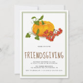 カボチャ、果実と緑のフレームフレンドシップ 招待状 (正面)