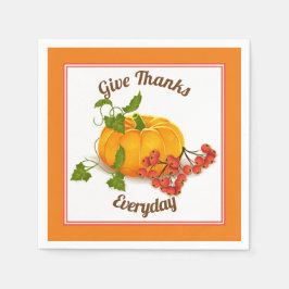 カボチャ、果実、葉オレンジ色の秋感謝祭 スタンダードカクテルナプキン