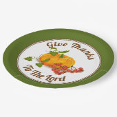 カボチャ、果実、葉紅葉感謝祭 ペーパープレート (アングル)