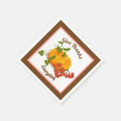 カボチャ、果実、葉茶色の秋感謝祭 スタンダードカクテルナプキン (角)