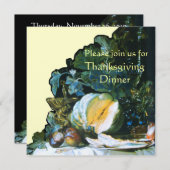 カボチャ、果物とガラス製品サンクスギビングディナー 招待状 (正面/裏面)