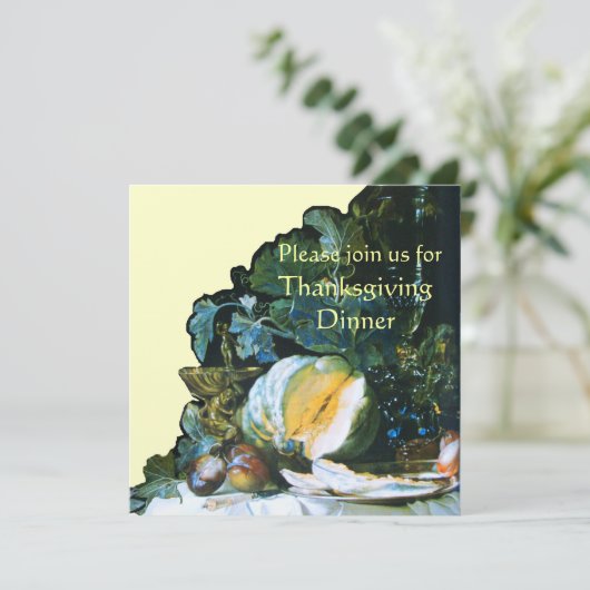 カボチャ、果物とガラス製品サンクスギビングディナー 招待状 (スタンド正面)