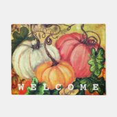 カボチャ – 水彩 – ようこそ ドアマット (正面)