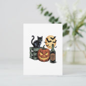 カボチャ 猫 ビール ハロウィン ポストカード (スタンド正面)