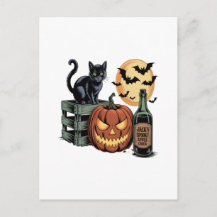 カボチャ 猫 ビール ハロウィン ポストカード
