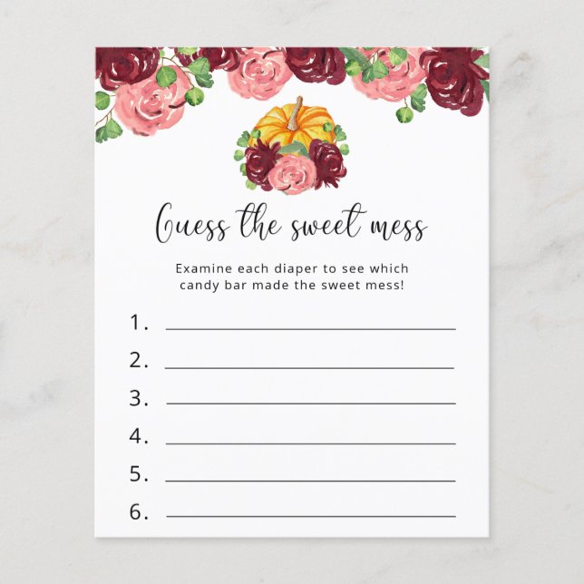 カボチャ – 甘い混乱を推測 – 赤ちゃんシャワーゲーム (正面)