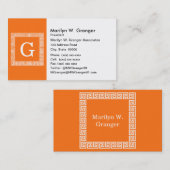 カボチャ、白ギリシャ鍵#1枠モノグラム 名刺 (正面/裏面)