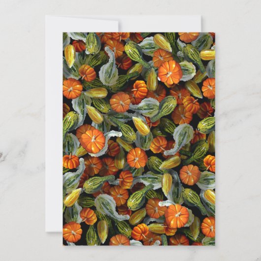 カボチャ、秋の収穫感謝祭招待状 招待状 (裏面)