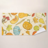 カボチャ、紅葉、アプリを使ったシームレスなパターン バスタオル (バスタオル)