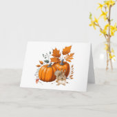 カボチャ、紅葉、リス カード (黄色い花)