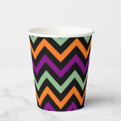 カボチャ、紫、緑、黒の水平。シェブロン 紙コップ (裏面)