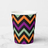 カボチャ、紫、緑、黒の水平。シェブロン 紙コップ (左)