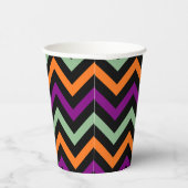 カボチャ、紫、緑、黒の水平。シェブロン 紙コップ (右)