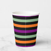 カボチャ、紫、緑、黒の水平。ストライプ 紙コップ (右)
