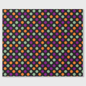 カボチャ、紫、緑、黒の水玉模様 ラッピングペーパー (フラット)