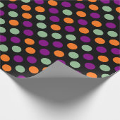 カボチャ、紫、緑、黒の水玉模様 ラッピングペーパー (角)