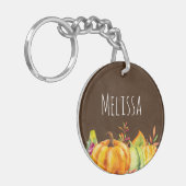 カボチャ、葉、葉の収穫 キーホルダー (正面左)