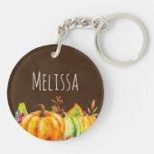 カボチャ、葉、葉の収穫 キーホルダー (裏面)