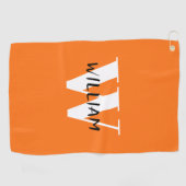 カボチャ |黒エレガント名と白のイニシャル ゴルフタオル (横)