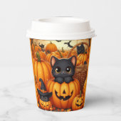 カボチャ、黒猫とこうもりハロウィン 紙コップ (裏面)