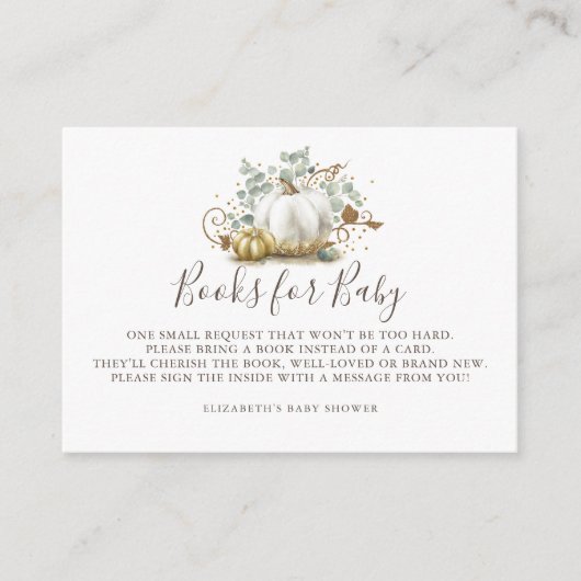 カボチャ | Books for Books Bring a Book Baby Shower エンクロージャーカード (正面)