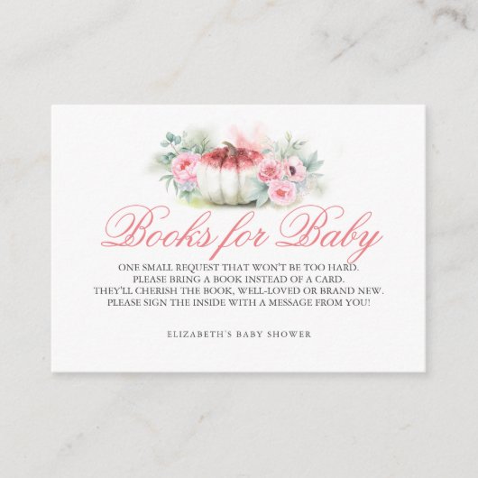 カボチャ | Books for Books Bring a Book Baby Shower エンクロージャーカード (正面)