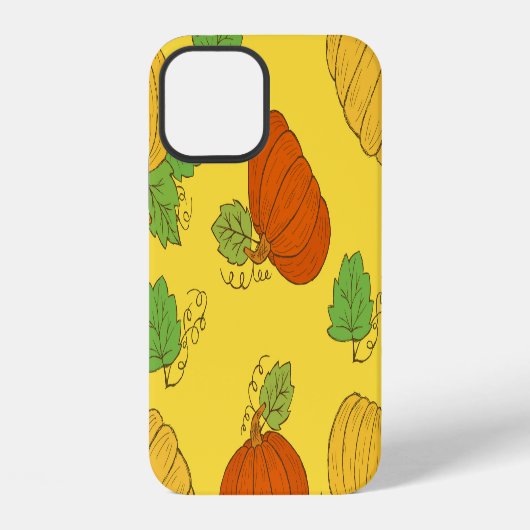 カボチャDoodle:手描きシームレス iPhoneケース (裏面)