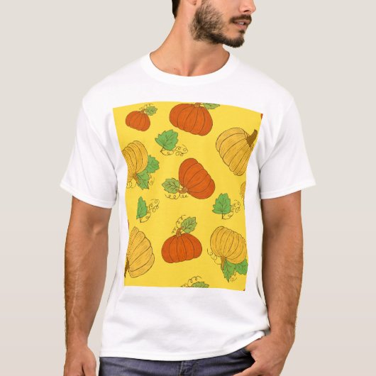 カボチャDoodle:手描きシームレス Tシャツ (正面)
