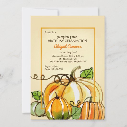 カボチャin水彩招待状 招待状 (正面)